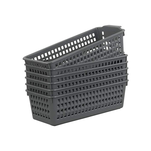 Gloreen Slim Pencil Plastic Basket, Grey Narrow Spices Storage Baskets, 6 Packs