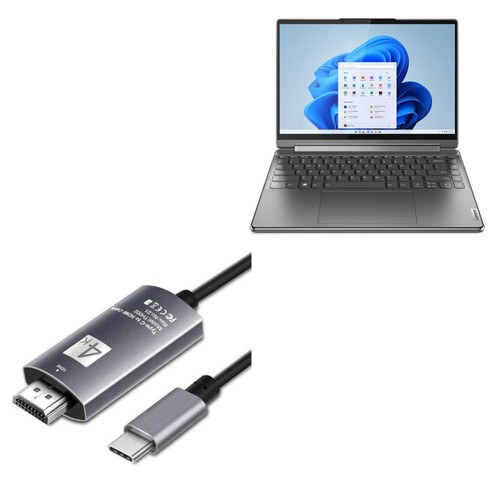 BoxWave Cable Compatible with Lenovo Yoga 9i (14 in - 82LU) - SmartDisplay Cable - USB Type-C to HDMI (6 ft), USB C/HDMI Cable for Lenovo Yoga 9i (14 in - 82LU) - Jet Black