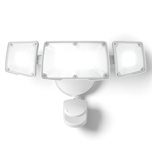 Amico 55W LED Security Lights Motion Sensor Outdoor Light, Super Bright 6000LM, 6500K Daylight, IP65 Waterproof, 3 Heads Adjustable Motion Detector Flood Light for Garage, Yard, Porch (White)