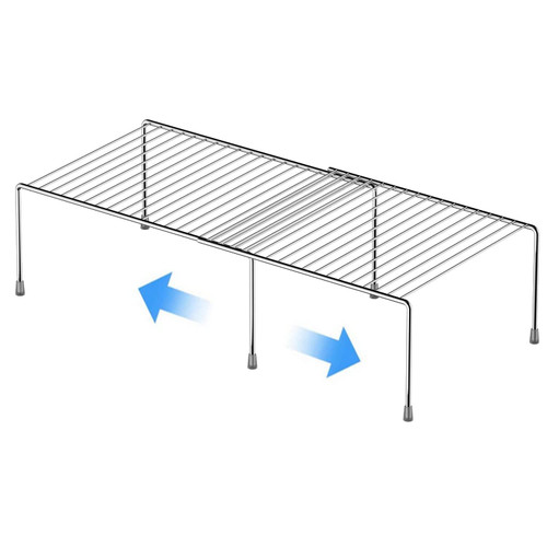 GEDLIRE Kitchen Cabinet Expandable Shelf Organizers, Adjustable Metal Wire Pantry Storage Shelves, Plate Dish Organizer Rack for Cabinets, Cupboard, Counter, Freezer, Countertop, Chrome