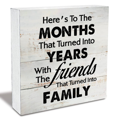 Rustic Friend Wood Box Sign Here's to the Months That Turned into Years with the Friends Wooden Box Sign Farmhouse Home Desk Shelf Decor (5 X 5 Inch) Rustic Friend Wood Box Sign Here's to the Months That Turned into Years with the Friends Wooden Box Sign Farmhouse Home Desk Shelf Decor (5 X 5 Inch)