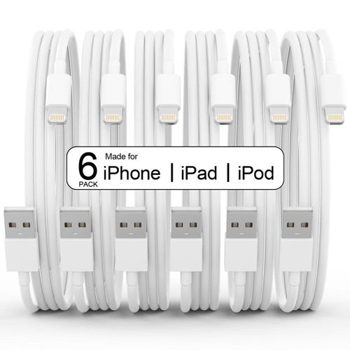 6Pack(3/3/6/6/6/10 FT)[Apple MFi Certified] iPhone Charger Long Lightning Cable Fast Charging High Speed Data Sync USB Cable Compatible iPhone 14/13/12/11 Pro Max/XS MAX/XR/XS/X/8/7/Plus iPad AirPods