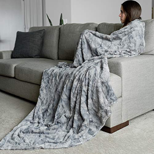 GRACED SOFT LUXURIES Oversized Softest Warm Elegant Cozy Faux Fur Home Throw Blanket 60" x 80", Marbled Gray GRACED SOFT LUXURIES Oversized Softest Warm Elegant Cozy Faux Fur Home Throw Blanket 60" x 80", Marbled Gray
