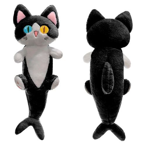 OOPSHANA Lovely Plush Shark Cat Doll Cute Cartoon Soft Stuffed Shark Kitten Pillow Long Throw Sleeping Pillow Doll Toy Gift for Kids Girlfriend,19.7/33/53Inches