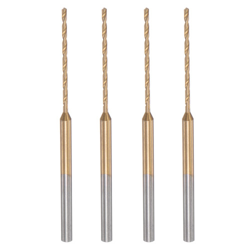 uxcell 4Pcs Mini Twist Drill Bit, 1mm Micro Engraving Drill Bits, High-Speed Steel 2.35mm Shank Titanium Coated for DIY Resin, Amber and Wood