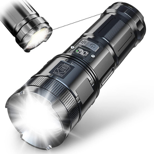 AOEUYRCB Flashlight High Lumens Rechargeable 100000 Lumen 9000mAh Powered Led Flashlights XHP90 Super Bright Flash Light Powerful Handheld Flashlights for Camping Emergency