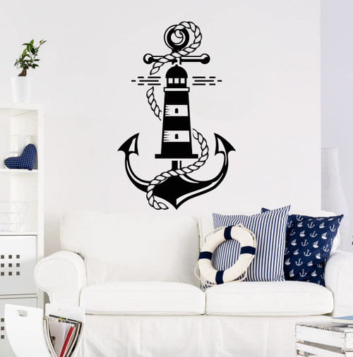 Vinyl Wall Decal Lighthouse Anchor Nautical Marine Style Room Stickers Mural Large Decor (ig6079) Black Vinyl Wall Decal Lighthouse Anchor Nautical Marine Style Room Stickers Mural Large Decor (ig6079) Black