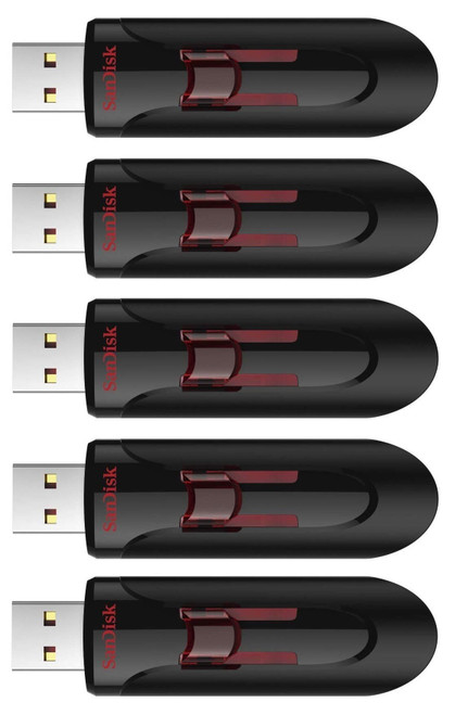 SanDisk 32GB (5 Pack) Cruzer Glide USB 3.0 Flash Drive SDCZ600-032G-B35 Bundle with GoRAM USB Credit Card Drive