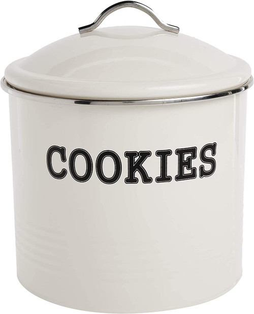 Vintage Cookie Jar - Cookie Jars for Kitchen Counter, Airtight Jar Cookie Containers, Ivory Cookie Tin, Cookie Tins with Lids for Gift Giving, Large Cookie Jar