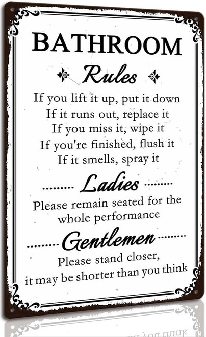 Funny Bathroom Rules Sign Please Flush Toilet Sign Vintage Bathroom Wall Decor for Home Restroom Door Humor Metal Signs 8 x 12 Inch