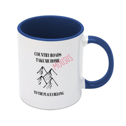 Two Tone Blue Mug Country Roads Funny Coffee Mug Cup, Tea Mug Gift 11 OZ