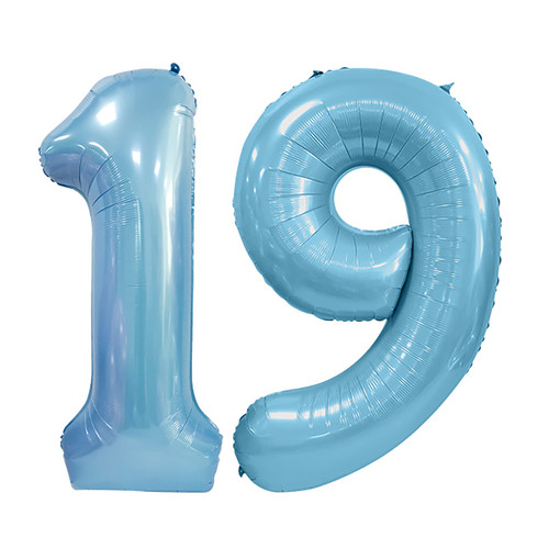 ESHILP 40 Inch Number Balloon Foil Balloon Number 19 Jumbo Giant Balloon Number 19 Balloon for 19th Birthday Party Decoration Wedding Anniversary Graduation Celebration, Blue 19 Number Balloon