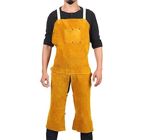 Leather Welding Apron Blacksmith Apron, Heavy Duty Flame Retardant Side Split Leg Welder Apron, Unisex Adjustable Work Shop Protective Clothing, Carpentry, Torch Work, Roofing, Woodworking DHWQ02