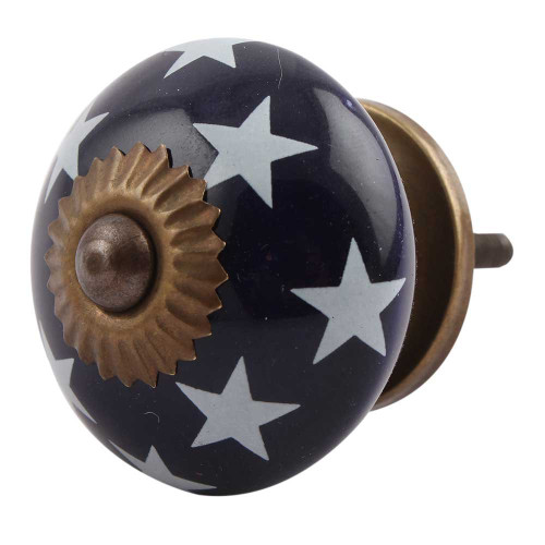Indian Shelf 4 Pieces Vintage Cabinet Knobs and Pulls | Star Shabby Chic Drawer Pulls | Fancy Knobs Blue | Knobs for Cabinets Ceramic | Bathroom Drawer Knobs | Dresser Knobs Wood