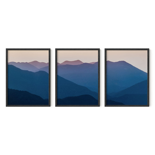 HAUS AND HUES Mountain Wall Art - Set of 3 Scenery Pictures For Living Room, Nature Posters Of Forest, Landscape Wall Art, Blue Pictures Wall Decor, Mountain Pictures Wall Decor (12x16, Unframed)