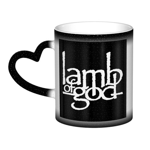 Lamb Rock of God Band Coffee Mug Color Changing Mug Funny Ceramic Magic Heat Water Tea Mug Cup Awesome Gift for Family Friends and Lover