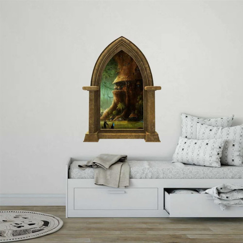 Castle Scape Elf Tree Village Wall Decal Stone 3D Window Wall Decal Sticker Mural Kids Bedroom Playroom Medieval Fairytale Decor Wall Mural wall art Removable Vinyl decals For Playroom,28'' ae423 Castle Scape Elf Tree Village Wall Decal Stone 3D Window Wall Decal Sticker Mural Kids Bedroom Playroom Medieval Fairytale Decor Wall Mural wall art Removable Vinyl decals For Playroom,28'' ae423