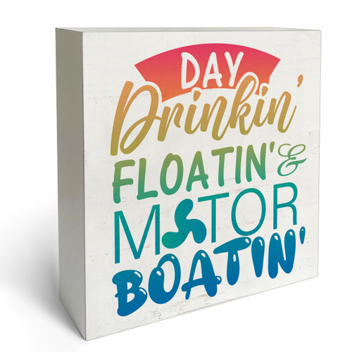 Rustic Farmhouse Style Lake Sayings Box Sign Wood Desk Sign Decor Lake Quote Wooden Block Plaque Box Sign Lake House Cottage Home Decorations (5 x 5 Inches) Lake Lover Gift