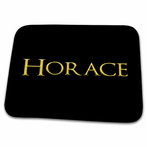 3dRose Horace common boy name in the USA. Yellow on black talisman - Dish Drying Mats (ddm-340141-1)
