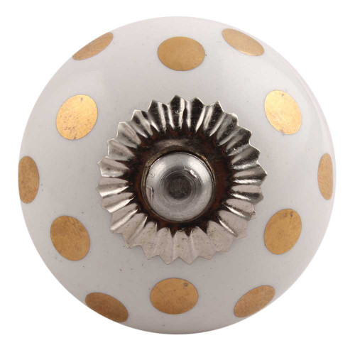 Indian Shelf 4 Pack Kitchen Cabinet Pulls|Dot Knobs|Vintage Knobs for Cabinets & Drawers Gold|Knobs for Dresser Drawers Vintage Ceramic|Dresser Knobs for Girls|Bathroom Vanity Knobs & Pulls