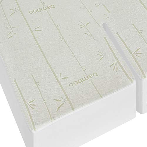 Premium Hypoallergenic Antibacterial Bamboo Mattress Protector, Waterproof MATTRESS PROTECTOR, Soft and Breathable, Pillow Top Protector, Elasticized Fitted style Mattress Protector, Top Split King