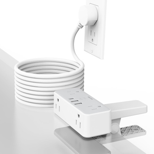 Desk Clamp Power Strip with USB Ports, Mscien 6FT Extension Cord with Multiple Outlets, Surge Protector Power Strip with 6 Outlet & 3 USB(1 USB C), Desk Mount Edge Desktop Power Strip for Home Office