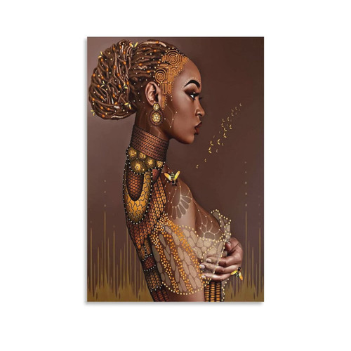 GCOYOZD African Woman Painting African American Art Poster Wall Art Paintings Canvas Wall Decor Home Decor Living Room Decor Aesthetic 12x18inch(30x45cm) Unframe-Style GCOYOZD African Woman Painting African American Art Poster Wall Art Paintings Canvas Wall Decor Home Decor Living Room Decor Aesthetic 12x18inch(30x45cm) Unframe-Style