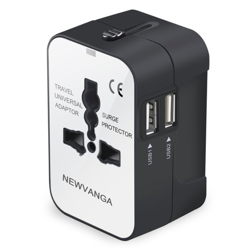 Travel Adapter, Worldwide All in One Universal Travel Adapter Wall Charger AC Power Plug Adapter with Dual USB Charging Ports for USA EU UK AUS, White Travel Adapter, Worldwide All in One Universal Travel Adapter Wall Charger AC Power Plug Adapter with Dual USB Charging Ports for USA EU UK AUS, White
