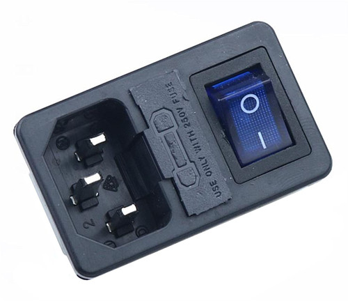 TPUOTI 10A 250VAC 3 Pin iec320 C14 Inlet Connector Plug Power Socket with red lamp Rocker Switch 10A Fuse Holder Socket Power Switch (Color : 1PCS Blue, Size : 3PIN)