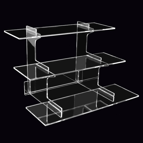 WEITELAI Acrylic Risers for Display, 3 Tier Straight Retail Table Display Stand With Shelf Portable Rack, for Retail Table Top, Risers, Food Service Stand, Display Racks for Craft Shows, Farmers Market