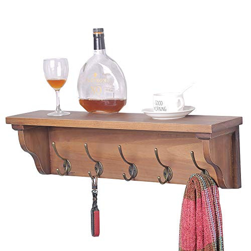 Entryway Shelf with 5 Metal Hooks,Rustic Wood Coat Rack Wall Mounted,Wooden Coat Hooks for Hanging Coats,Vintage Hat Hook Rack Coat Hanger for Hallway Bathroom Living Room Bedroom (23.6in) Entryway Shelf with 5 Metal Hooks,Rustic Wood Coat Rack Wall Mounted,Wooden Coat Hooks for Hanging Coats,Vintage Hat Hook Rack Coat Hanger for Hallway Bathroom Living Room Bedroom (23.6in)