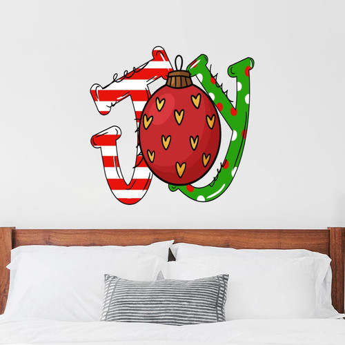 Buffalo Check Plaid Joy with Bells Wall Decals for Girls Bedroom Inspirational Saying Home Decals Quote Seasonal Holiday Christmas for Living Room Bedroom Office Nursery Restaurants Offices 22 Inch