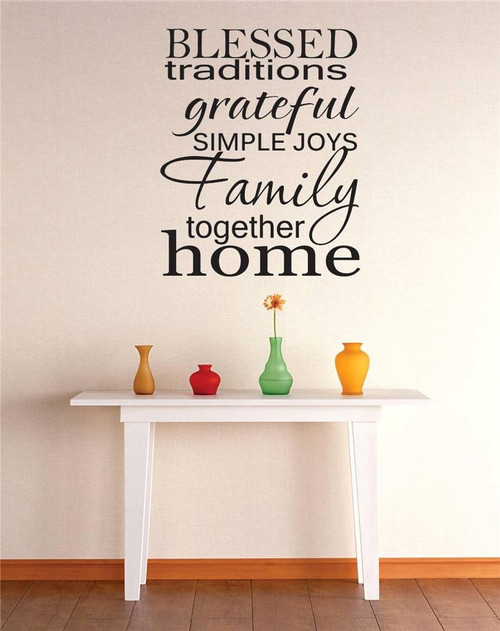 Design with Vinyl RE 2 C 2160 Blessed Traditions Grateful Family Together Home Quote Vinyl Wall Decal Sticker, 16 x 16", Black