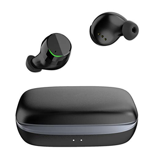 True Wireless Earbud, IPX7 Waterproof Bluetooth Headphones in The Ear Earphones with Charging Case-Black