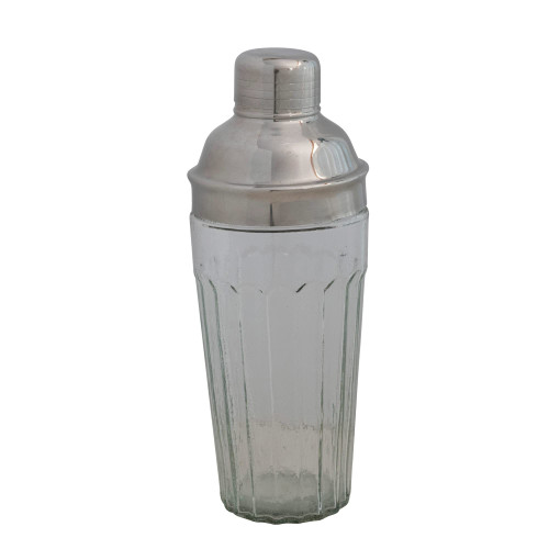 Creative Co-Op Glass Stainless Steel Lid, Clear Cocktail Shaker
