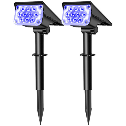 20 LEDs Solar Spotlights Outdoor,IP65 Waterproof Solar Powered Landscape Spotlights 2-in-1 Wall Light, Outdoor Solar Landscaping Lights Auto On/Off for Yard Garden 2Pack (Blue)