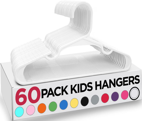 Utopia Home 60 Pack Kids Hangers - 11.5 Inch Plastic Baby Hangers for Closet - Childrens Hangers for Clothes & Infant Hangers for Closet - Ideal for Everyday Standard Use (White)