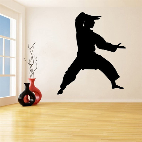 BOEERLCNL Martial Arts Kung Fu Action Traditional Culture Wall Sticker Vinyl Removable Home Decor Sticker,Black,42X50CM