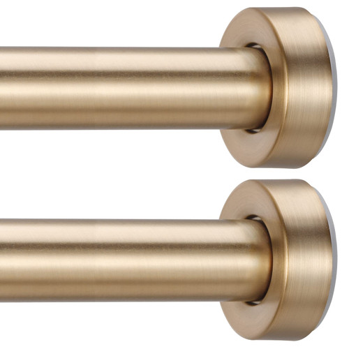YNL 2 Pack Tension Rods 36 to 54 inches, Stainless Steel No Drilling Spring Curtain Rod, Non-Slip Adjustable Rod for Closet, Kitchen, Cupboard, Warm Gold
