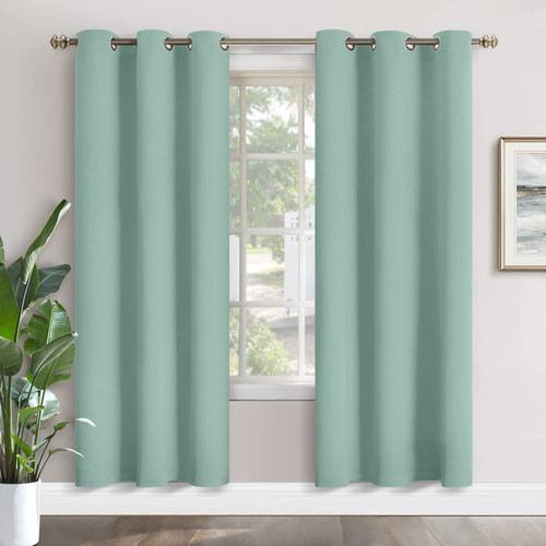 YoungsTex Blackout Curtains for Bedroom - Thermal Insulated with Grommet Top Room Darkening Noise Reducing Curtains for Living Room, 2 Panels, Light Sage, 42 x 84 Inch