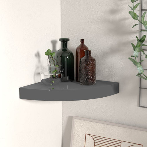 YITHOPI Corner Shelf,Floating Shelves for Wall,Easy-to-Assemble Wall Mount Corner Shelves for Bedrooms and Living Rooms Floating Corner Shelf High Gloss Gray 9.8"x9.8"x1.5" MDF