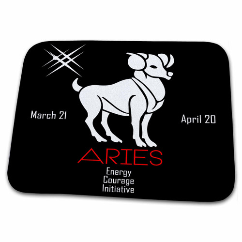 3dRose Zodiac symbol Aries on black background - Dish Drying Mats (ddm-272594-1)