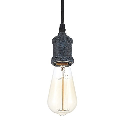 Ohr Lighting Edison Industrial Hanging Ceiling Pendant Lighting with Fabric Cord Adjustable Black Zinc Finish E26 Base Vintage Light Bulb Included