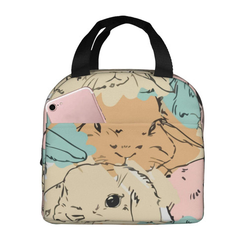 Reusable Lunch Tote Bag Rabbit Hare Cute Bunny Insulated Lunch Bag Durable Cooler Lunch Box