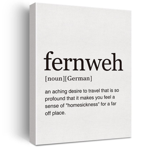 LEXSIVO Fernweh Definition Print Canvas Wall Art Home Office Decor Modern Travel Quotes Painting 12x15 Canvas Poster Framed Ready to Hang Artwork