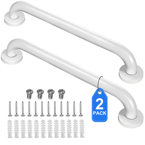 2 Pack Shower Grab Bar, Stainless Steel Bathroom Grab Bar, Shower Handle, Bath Handle, Grab Bars for Handicap Elderly Seniors Bathroom Safety Grab Bar (24 Inch?White)