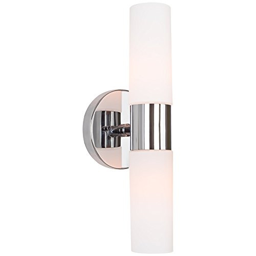 Kira Home Duo 14" Modern 2-Light Wall Sconce with Frosted Glass Shades, for Bathroom/Vanity, Chrome Finish Kira Home Duo 14" Modern 2-Light Wall Sconce with Frosted Glass Shades, for Bathroom/Vanity, Chrome Finish