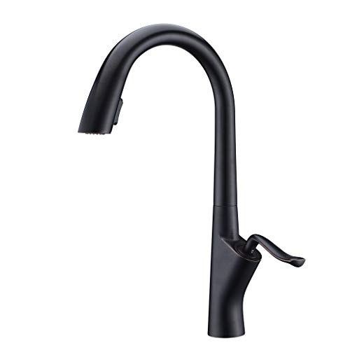 Modern Commercial Single-Handle Kitchen Faucet with Pull-Down Sprayer, SUCASA Single-Handle Kitchen Sink Faucet with Pull Down Sprayer and Oil Rubbed Bronze Kitchen Faucet