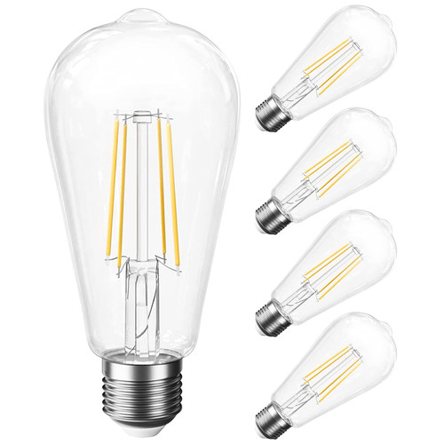 SHINESTAR 4-Pack E26 LED Bulb 60 Watt, Vintage Edison Light Bulbs, Warm White 2700K, Non-dimmable