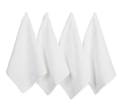 DII Luxury Barmop Collection Chevron Dishtowel Set, White, 16x19, 4 Piece